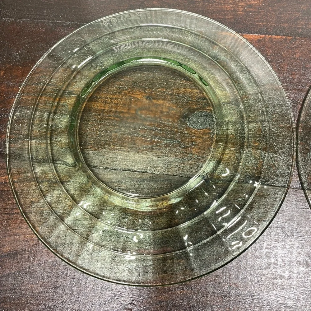 2 Vintage Anchor Hocking Dining Vaseline Optic Green Uranium 8